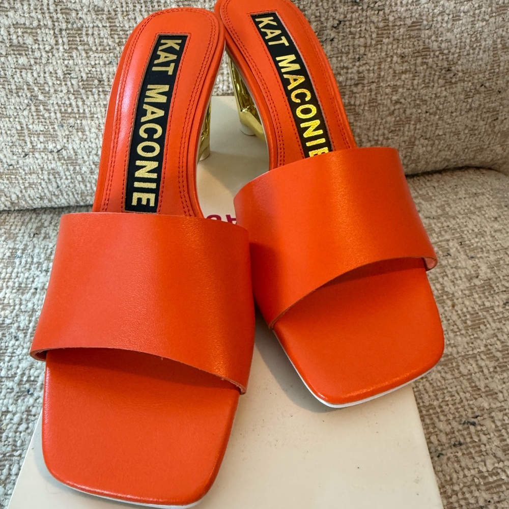 Kat Maconie “Chichi” Heart Heel Sandals – Spritz Orange – Size 37/ 6